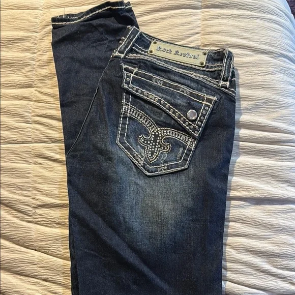 Rock Revival Blue Jeans w. Vintage Wash and Contrast Stitching, from the Buckle - Picture 3 of 9